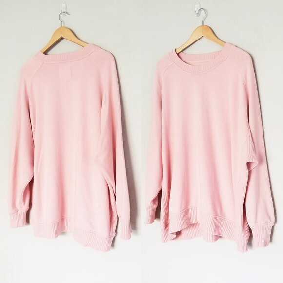 Aerie Down to Earth Slouchy Oversized Crewneck Pullover Sweatshirt Pink XL $69 - Picture 15 of 15